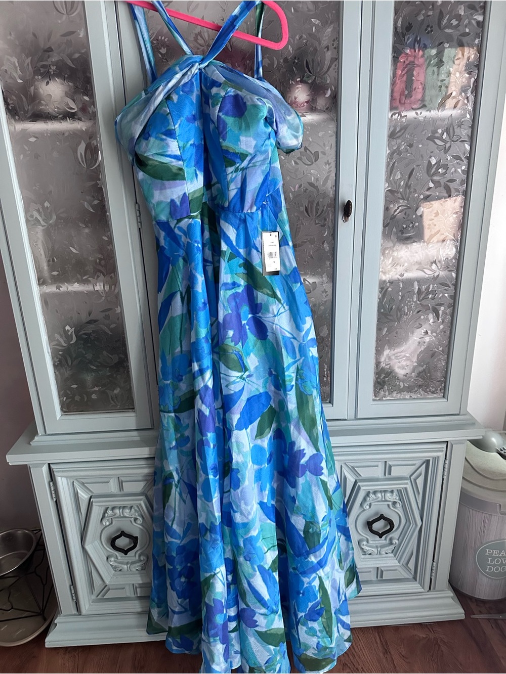 Taylor Blue and Green Floral Halter Maxi Dress - Picture 1 of 6